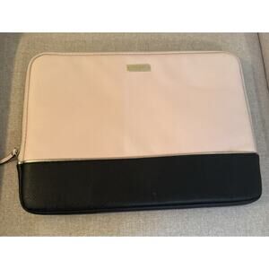 Kate Spade Black & Pink Laptop Computer Padded Case Sleeve Zip Saffiano Leather